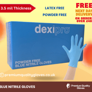 Disposable Blue Nitrile Examination pf Gloves, Premium | Medical | Industrial | Hair, Beauty | Food | Cleaning | Powder & Free-1 Box of 100 Gloves