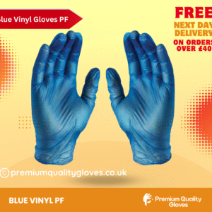 Blue Vinyl Examination Gloves, Powder Free & Latex Free. Food, Care, Light Industry work, Hair & Beauty, Janitorial (Box of 100 gloves)