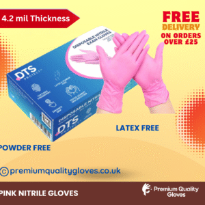Unigloves Pink Pearl Disposable Nitrile Examination Gloves | Medical | Industrial | Hair, Beauty | Food | Janitorial |Powder Free| Latex Free, (Box of 100 gloves) (Copy)