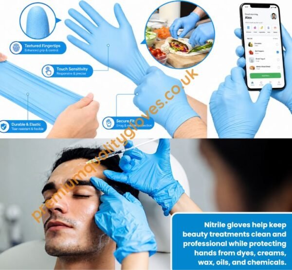 blue nitrile examination gloves