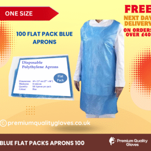 Disposable Blue Aprons |One Size Fits All |Flat Pack| 16 Microns Polyethylene| Waterproof| Care| Medical| Catering| Cleaning| Painting, Hairdressers| Home| Industry