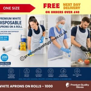 white disposable aprons on a roll 200 per roll bulk pack waterproof protective aprons